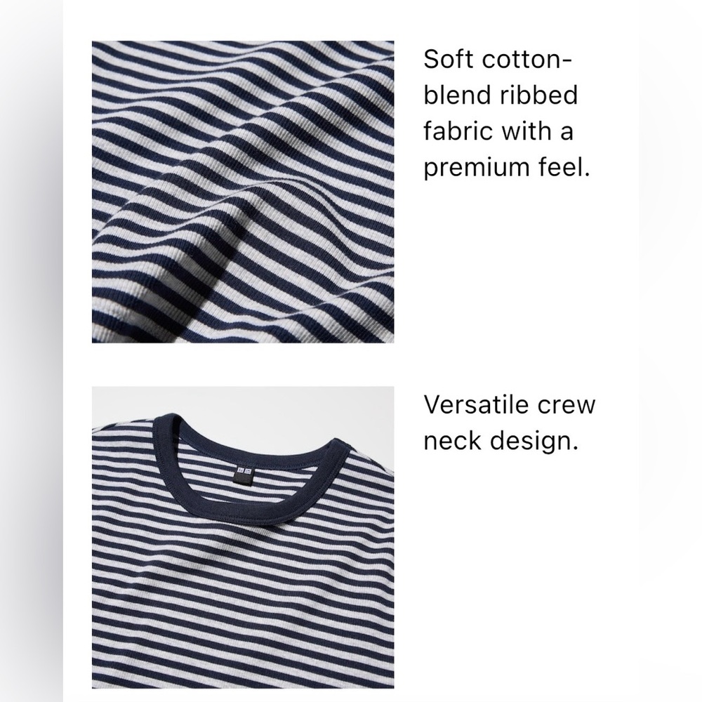 NWT Sold Out UNIQLO Soft Ribbed T-Shirt | Long Sleeve | Striped | Large - Picture 2 of 2